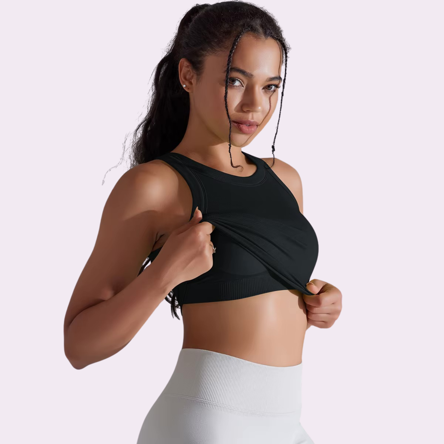 Crop Top mit integriertem BH | Schwarz