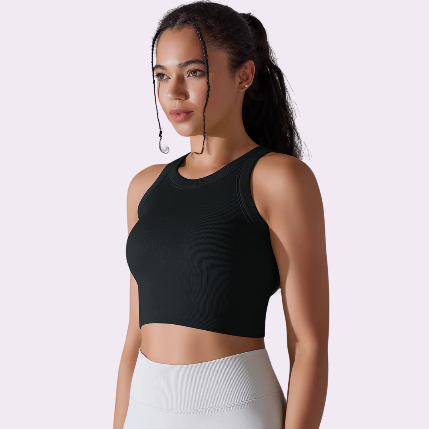 Crop Top mit integriertem BH | Schwarz