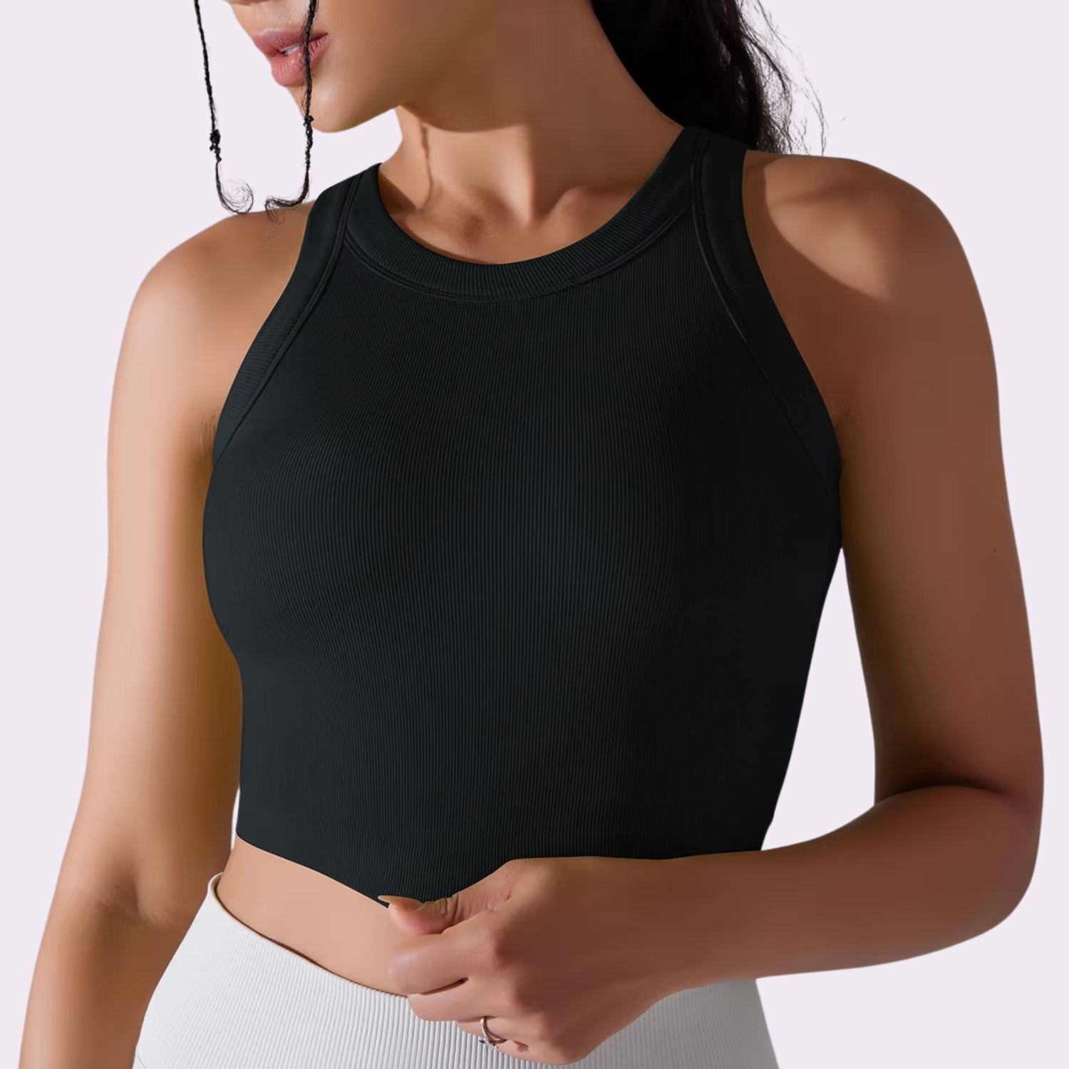 Crop Top mit integriertem BH | Schwarz