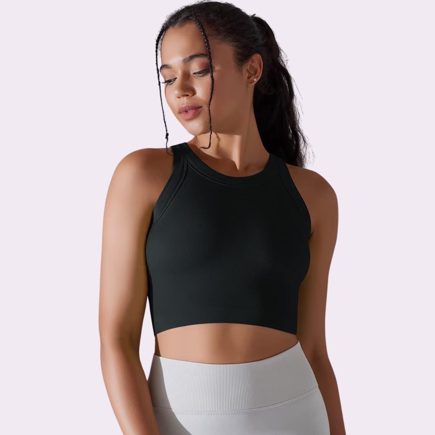 Crop Top mit integriertem BH | Schwarz