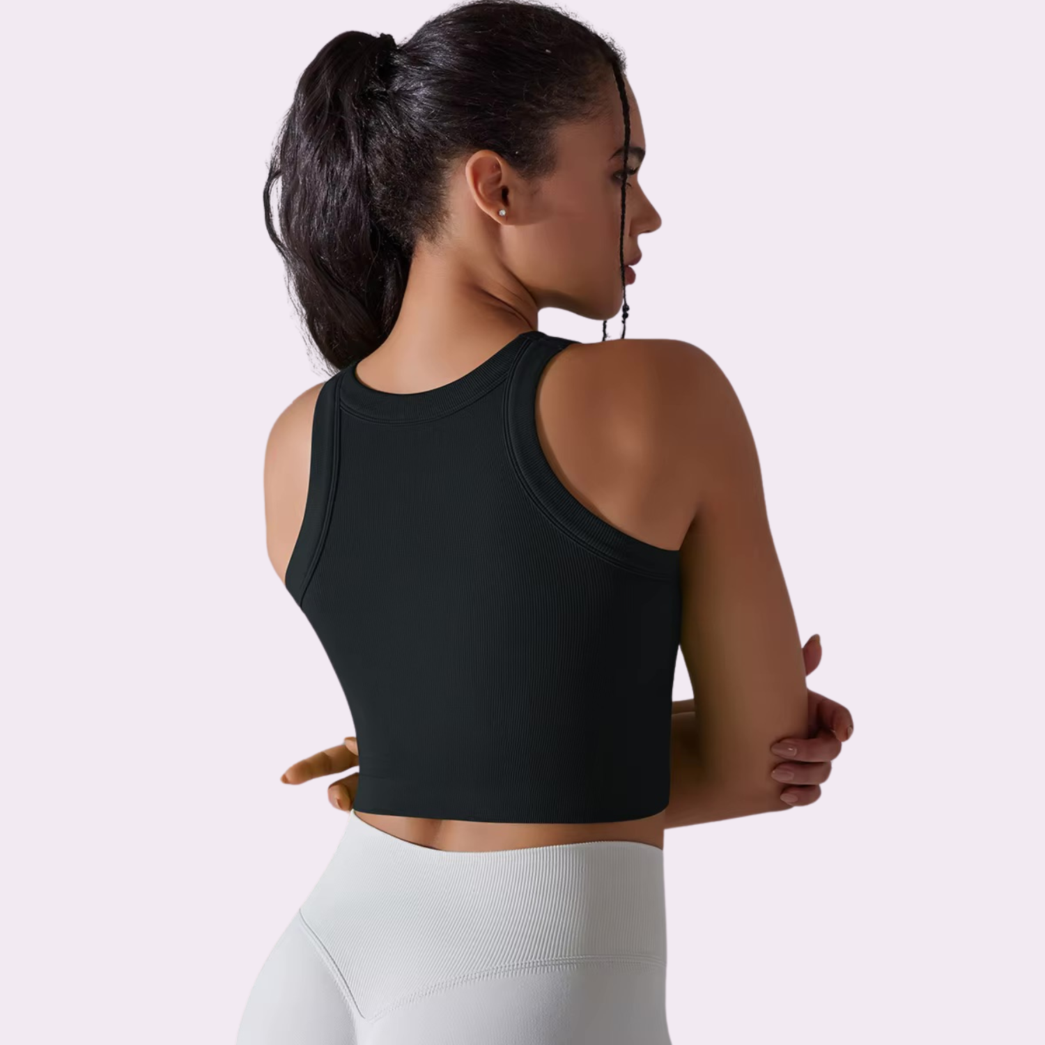 Crop Top mit integriertem BH | Schwarz