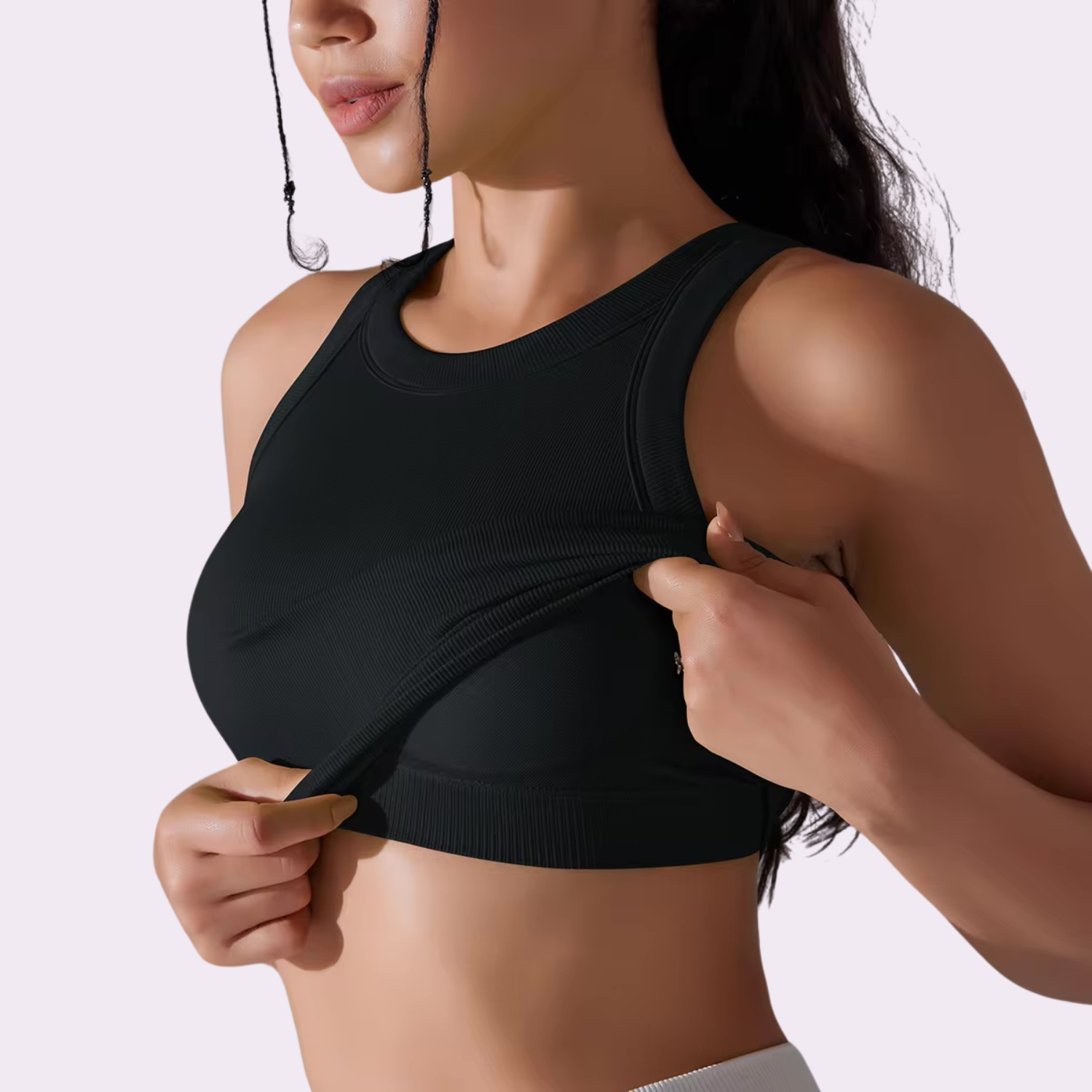Crop Top mit integriertem BH | Schwarz