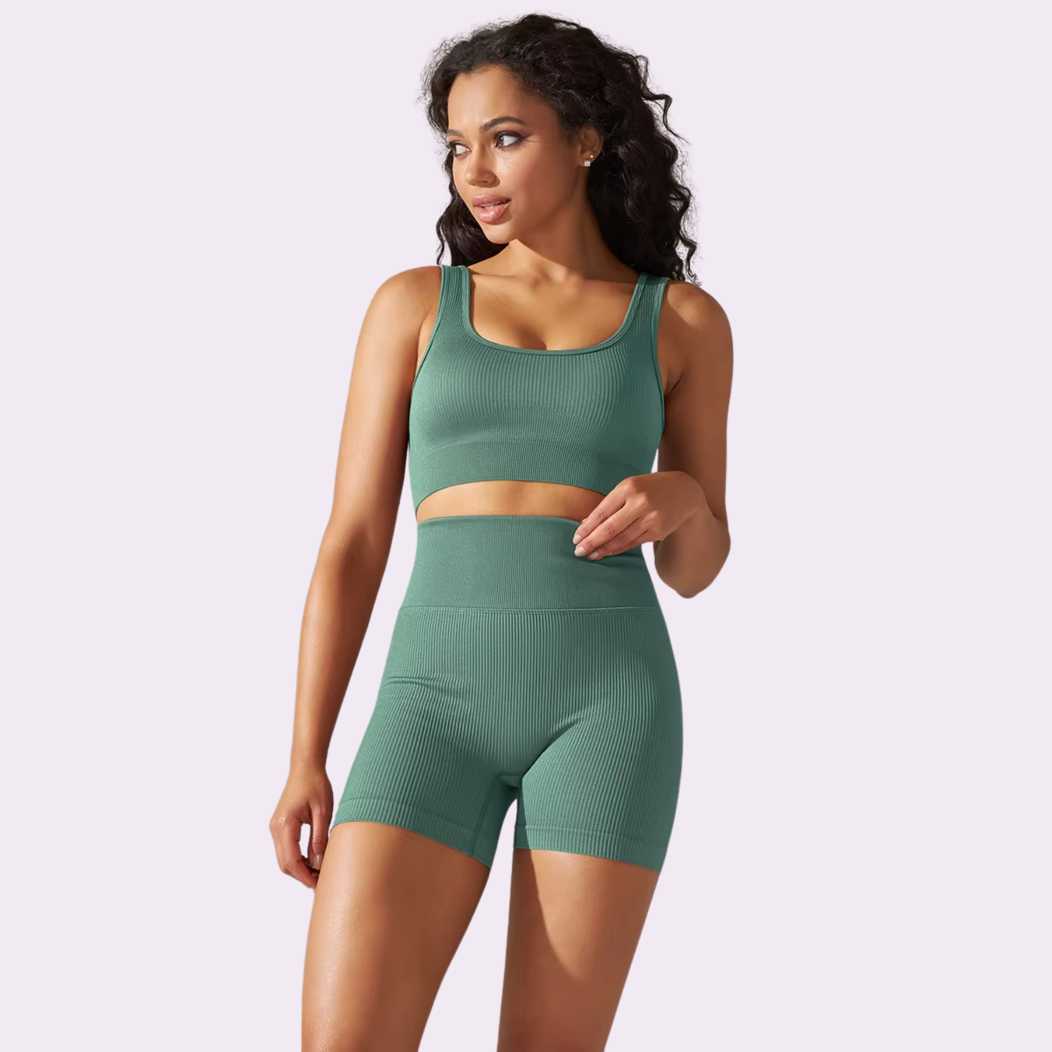 Kurzes Radsport-BH-Set | Smaragdgrün