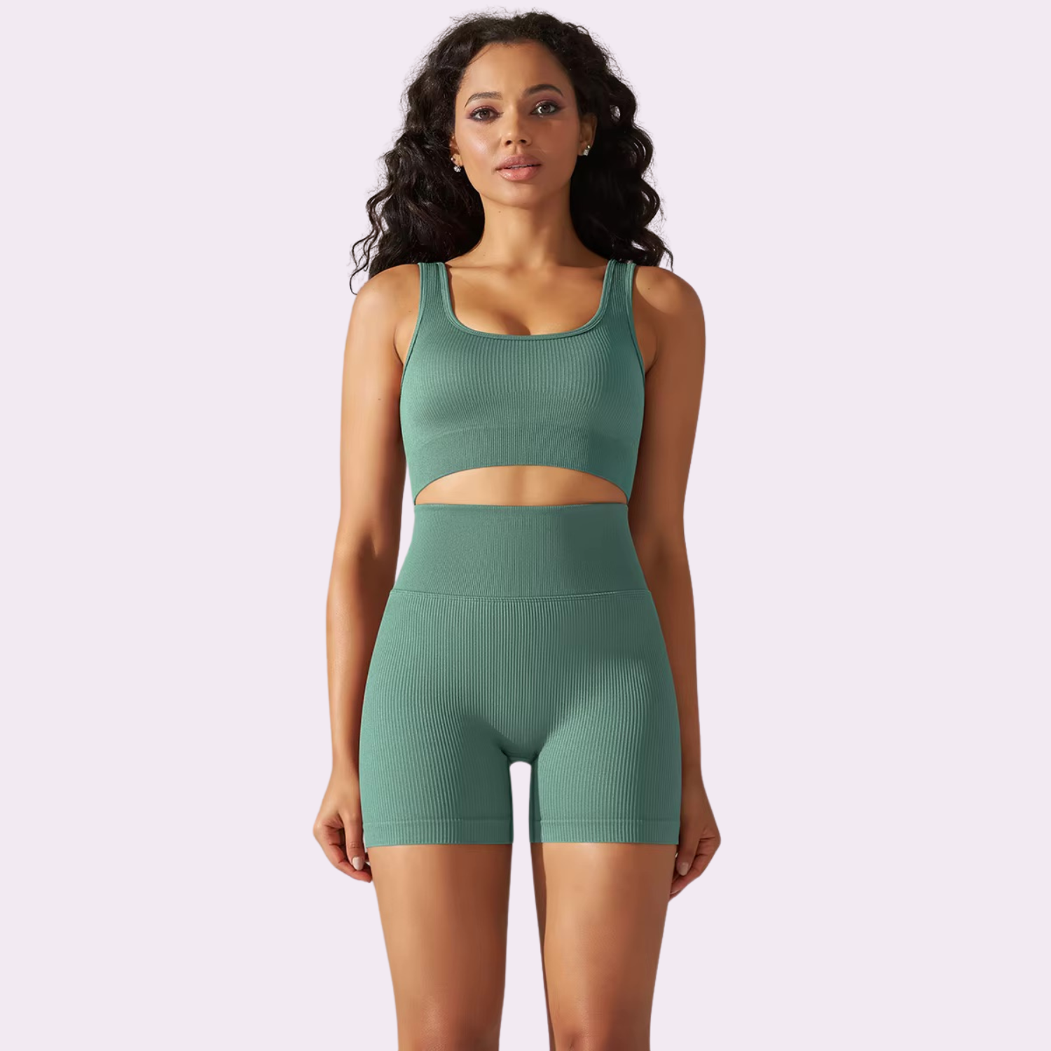 Kurzes Radsport-BH-Set | Smaragdgrün