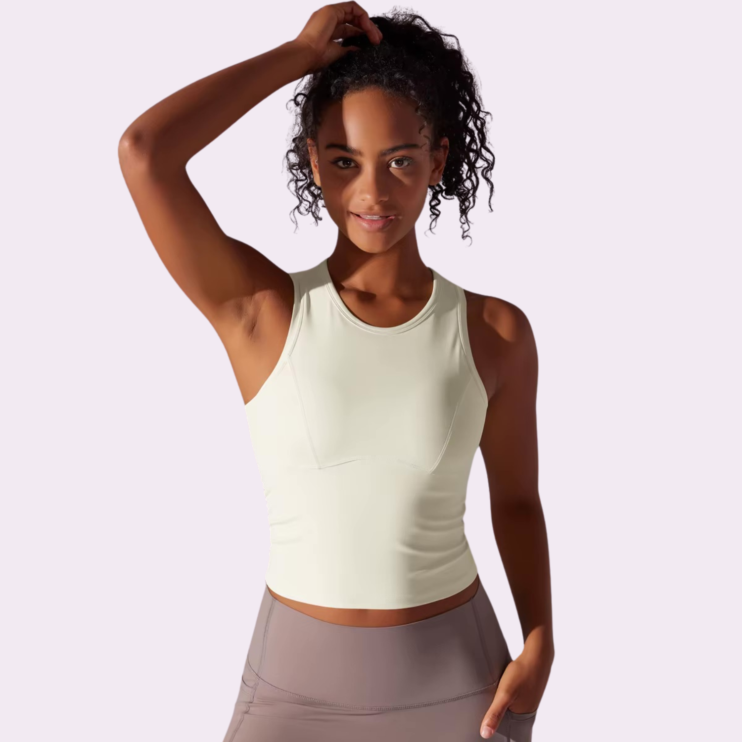 Sporttop mit integriertem BH | Creme