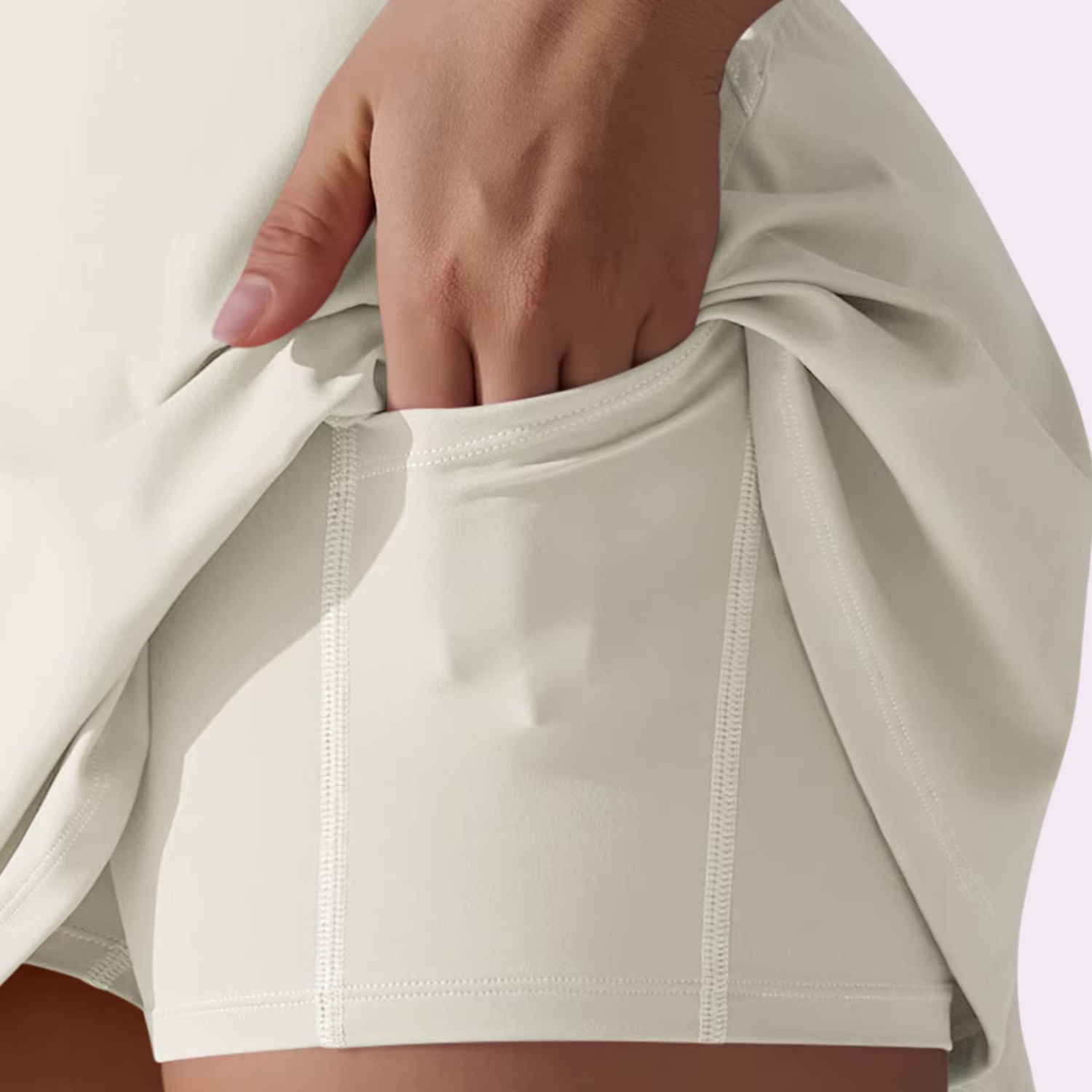 Rock mit integrierten Shorts & Taschen | Creme