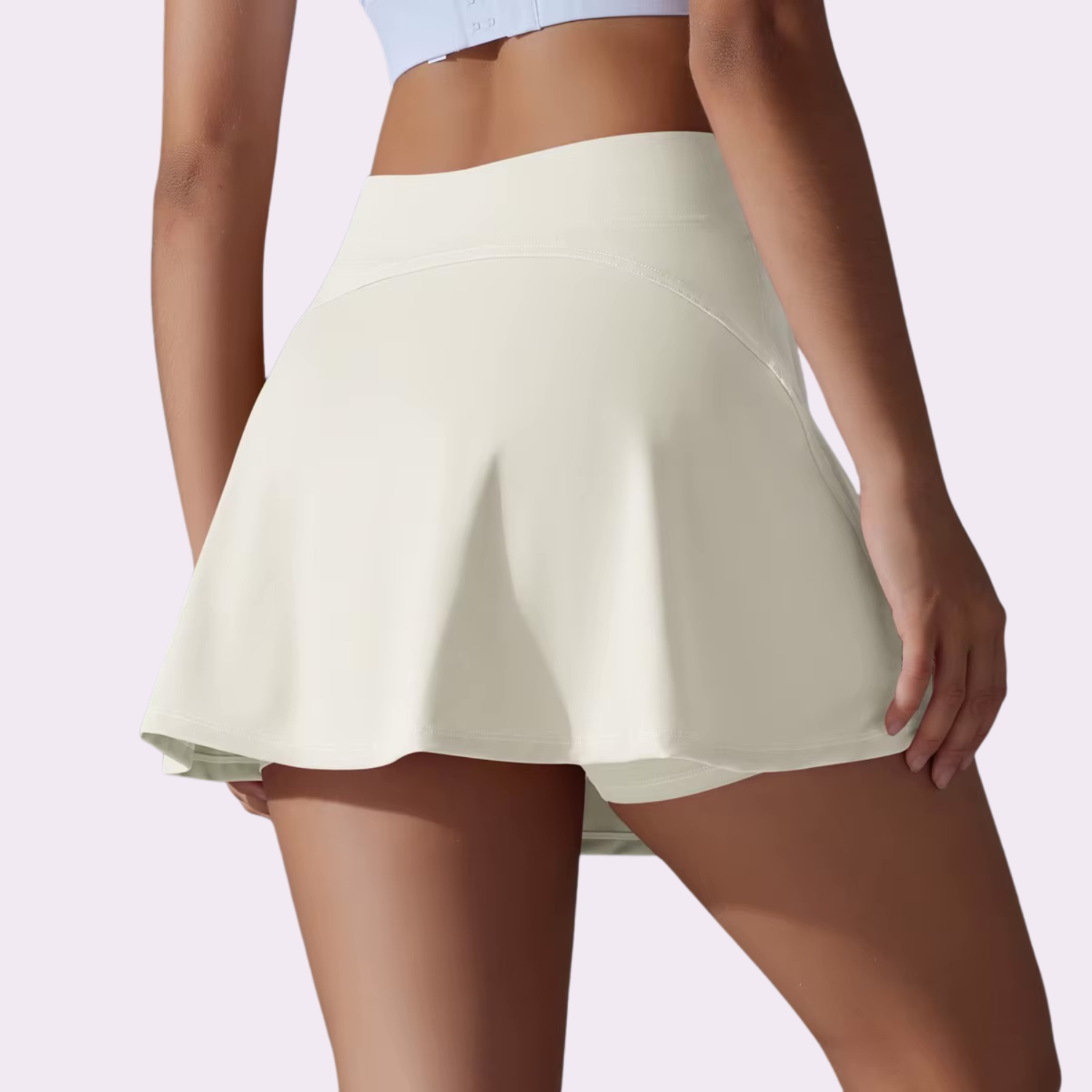 Rock mit integrierten Shorts & Taschen | Creme