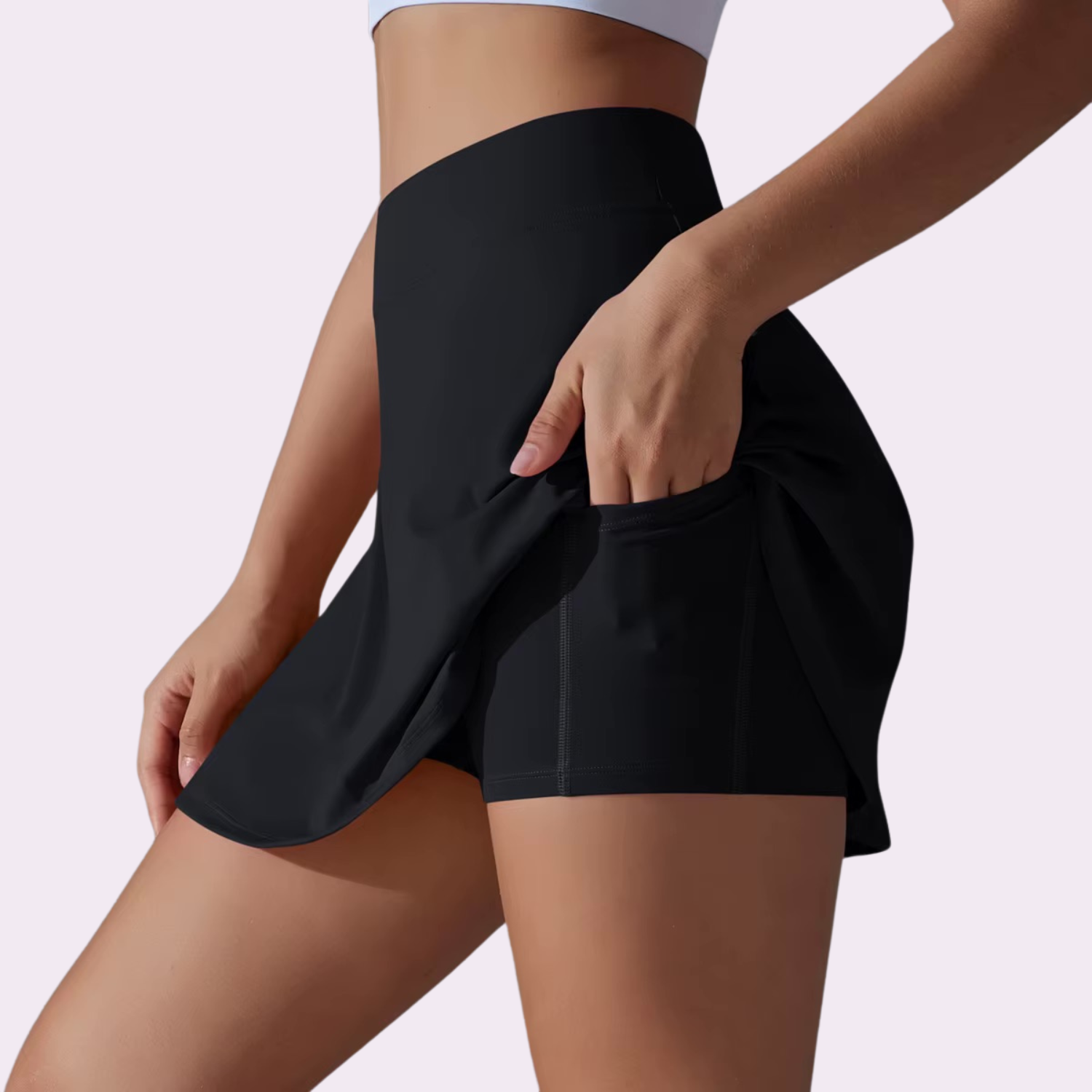 Rock mit integrierten Shorts & Taschen | Schwarz