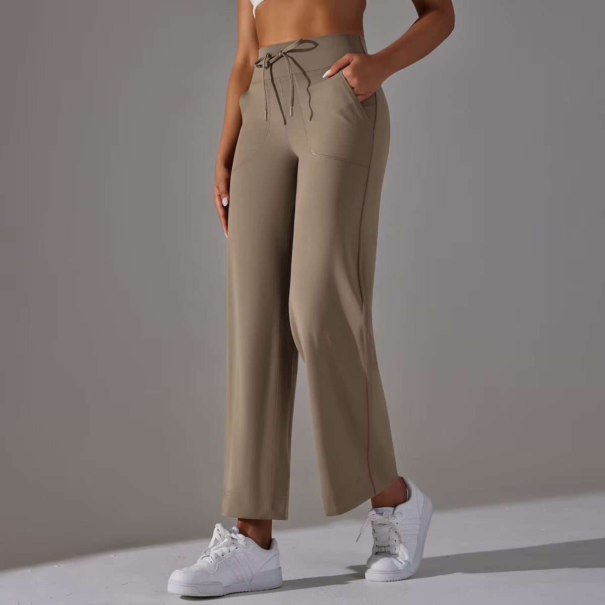 Bequeme High-Waist-Hose | Sand