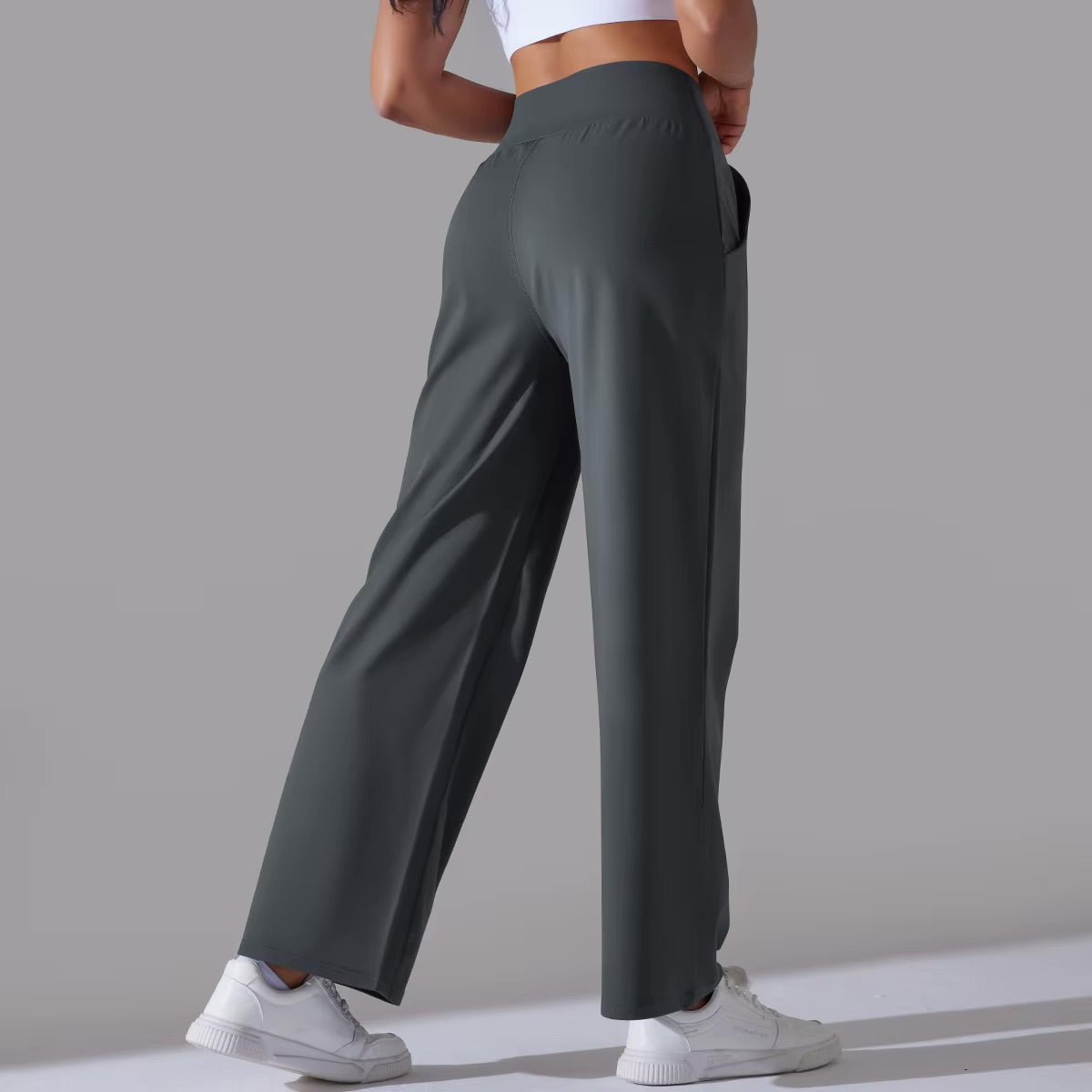 Pantalon large taille haute | Anthracite