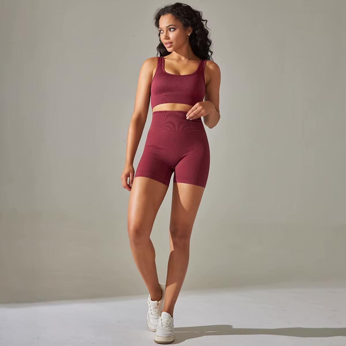 Kurzes Radsport-BH-Set | Burgund