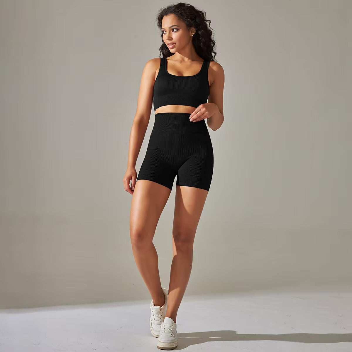 Kurzes Radsport-BH-Set | Schwarz
