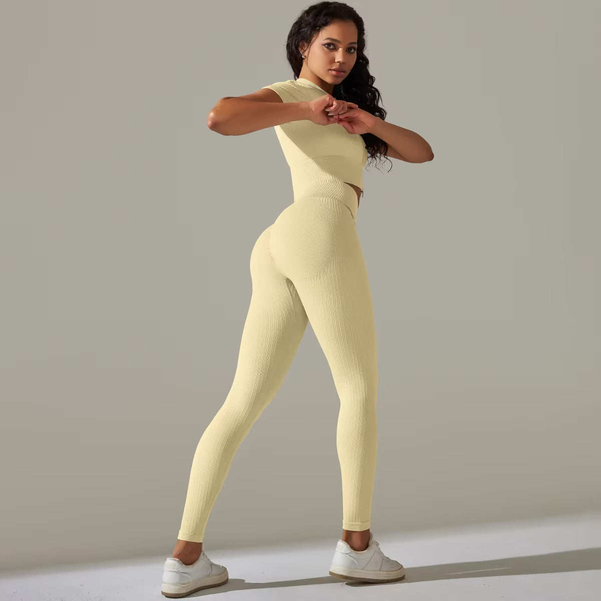 Set aus Oberteil und Leggings mit Reißverschluss | Gelb