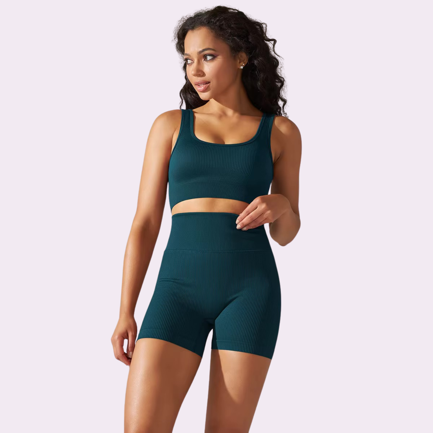 Kurzes Radsport-BH-Set | Entenblau