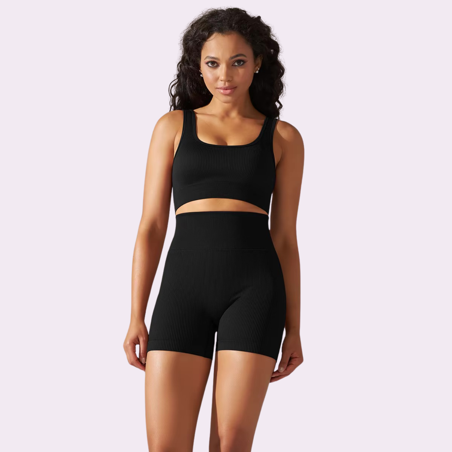 Kurzes Radsport-BH-Set | Schwarz