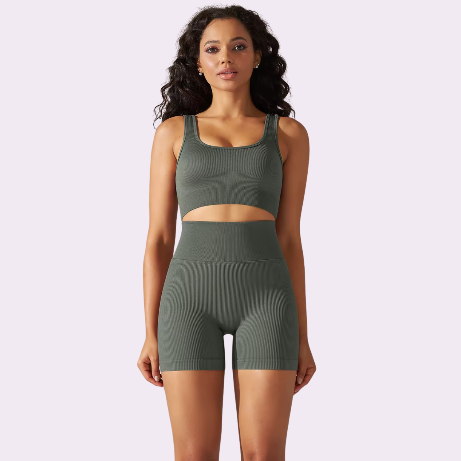 Kurzes Radsport-BH-Set | Olivgrün