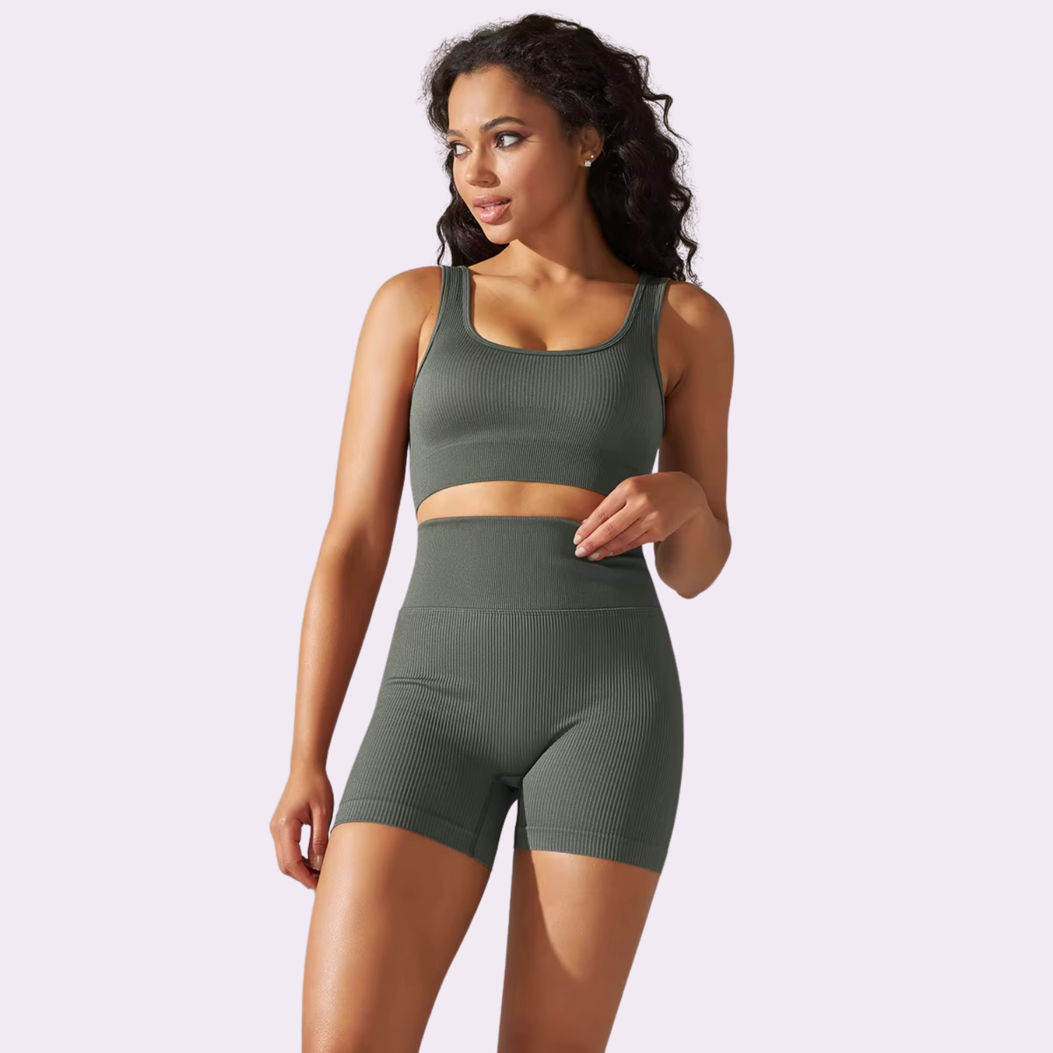 Kurzes Radsport-BH-Set | Olivgrün