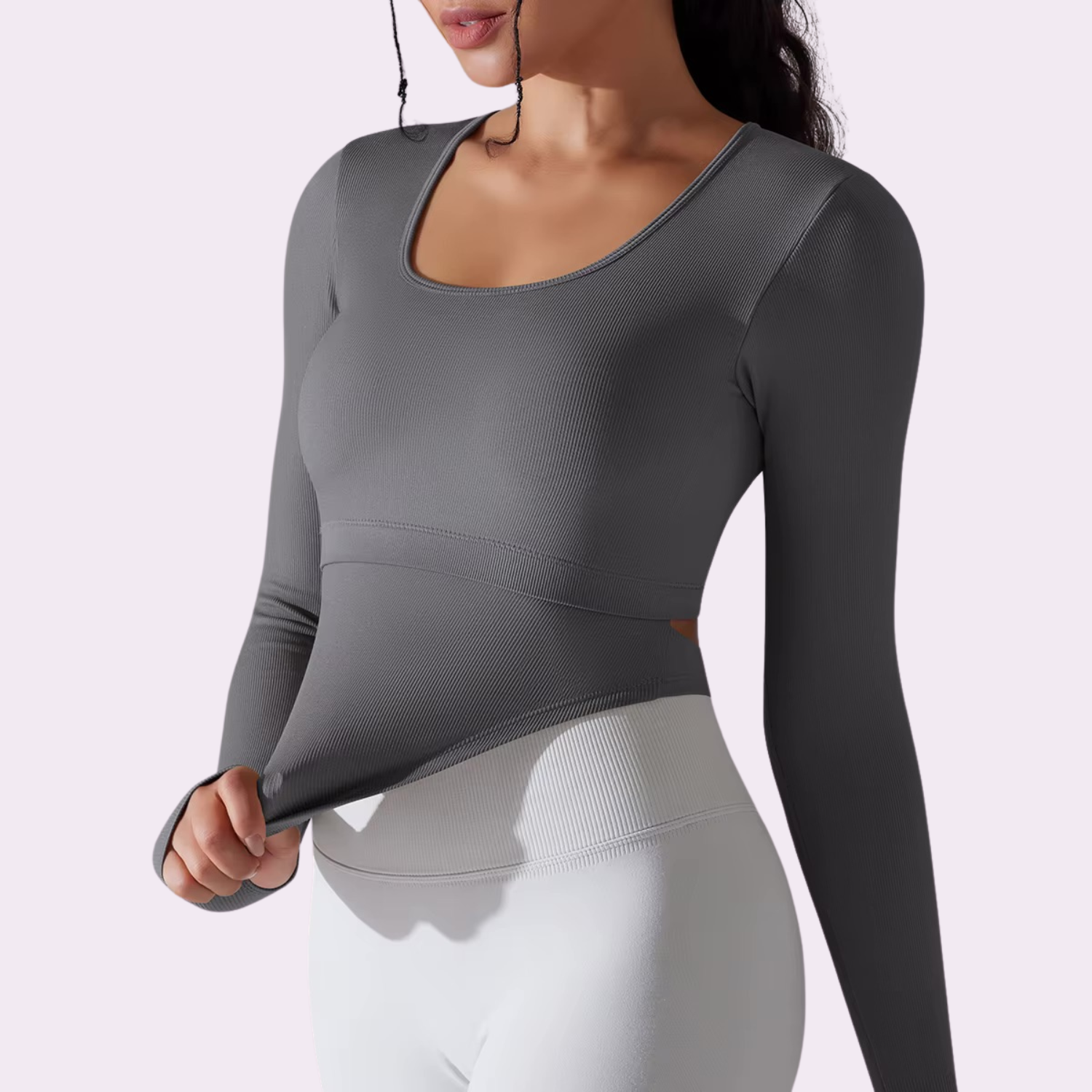 Langarmshirt mit integriertem BH | Anthrazit