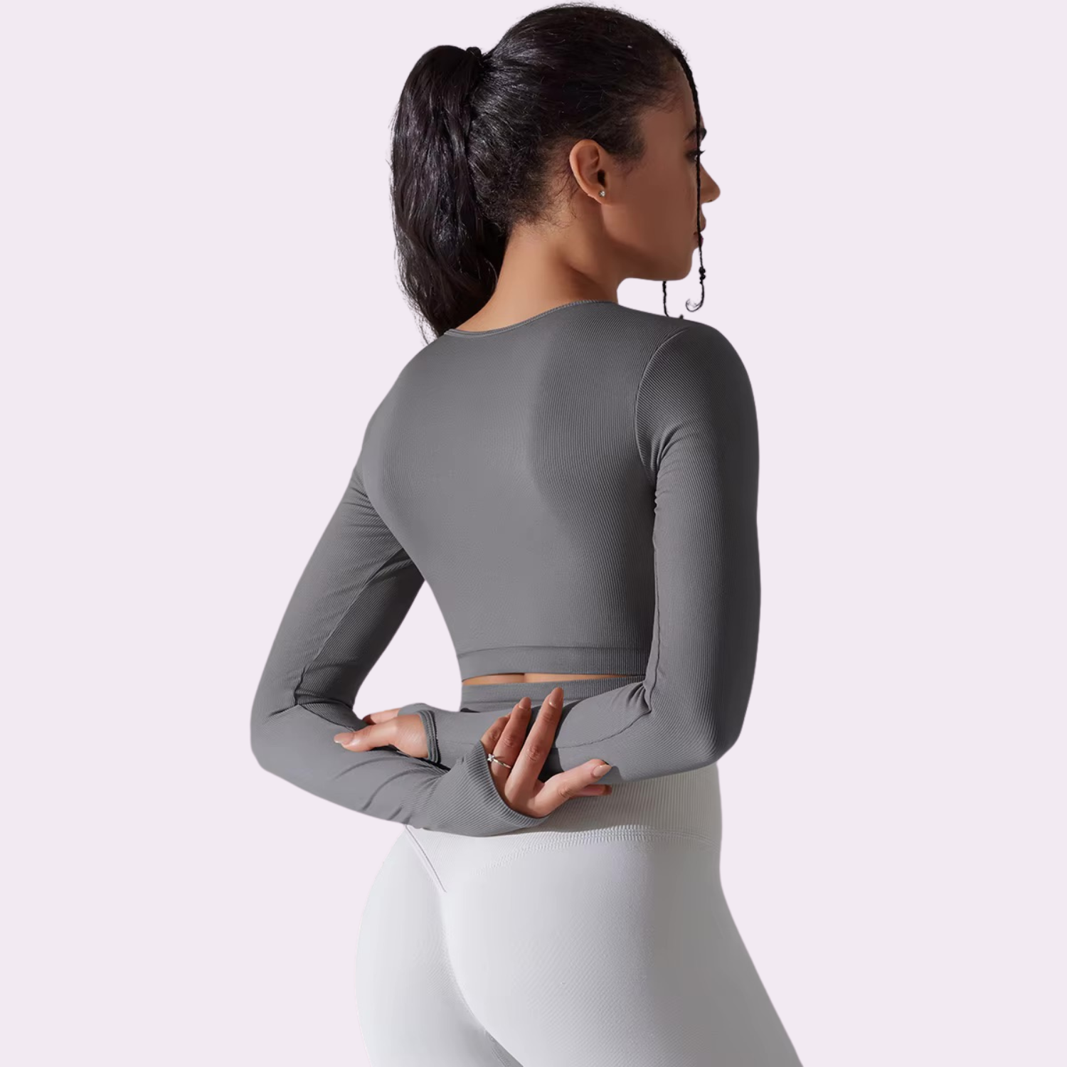 Langarmshirt mit integriertem BH | Anthrazit