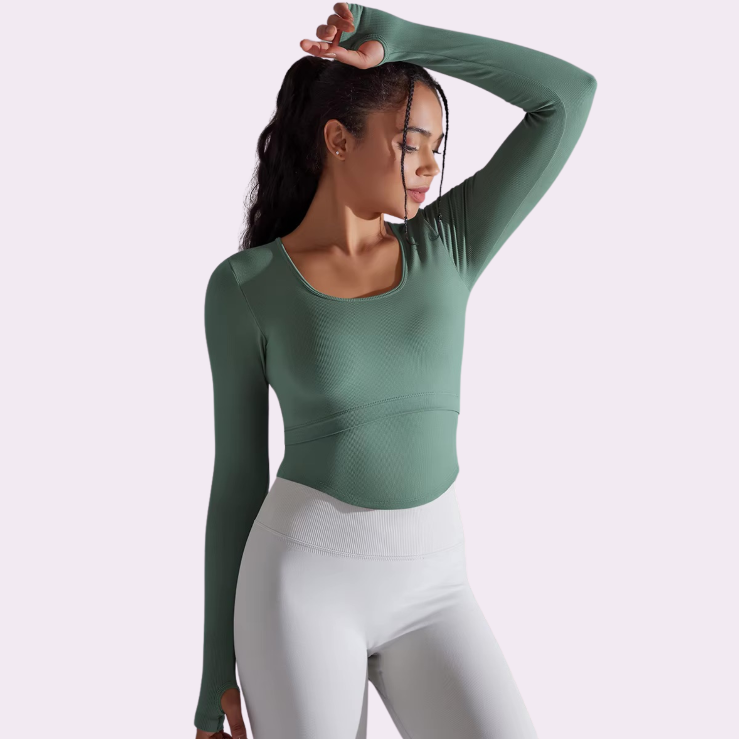 Langarmshirt mit integriertem BH | Grün
