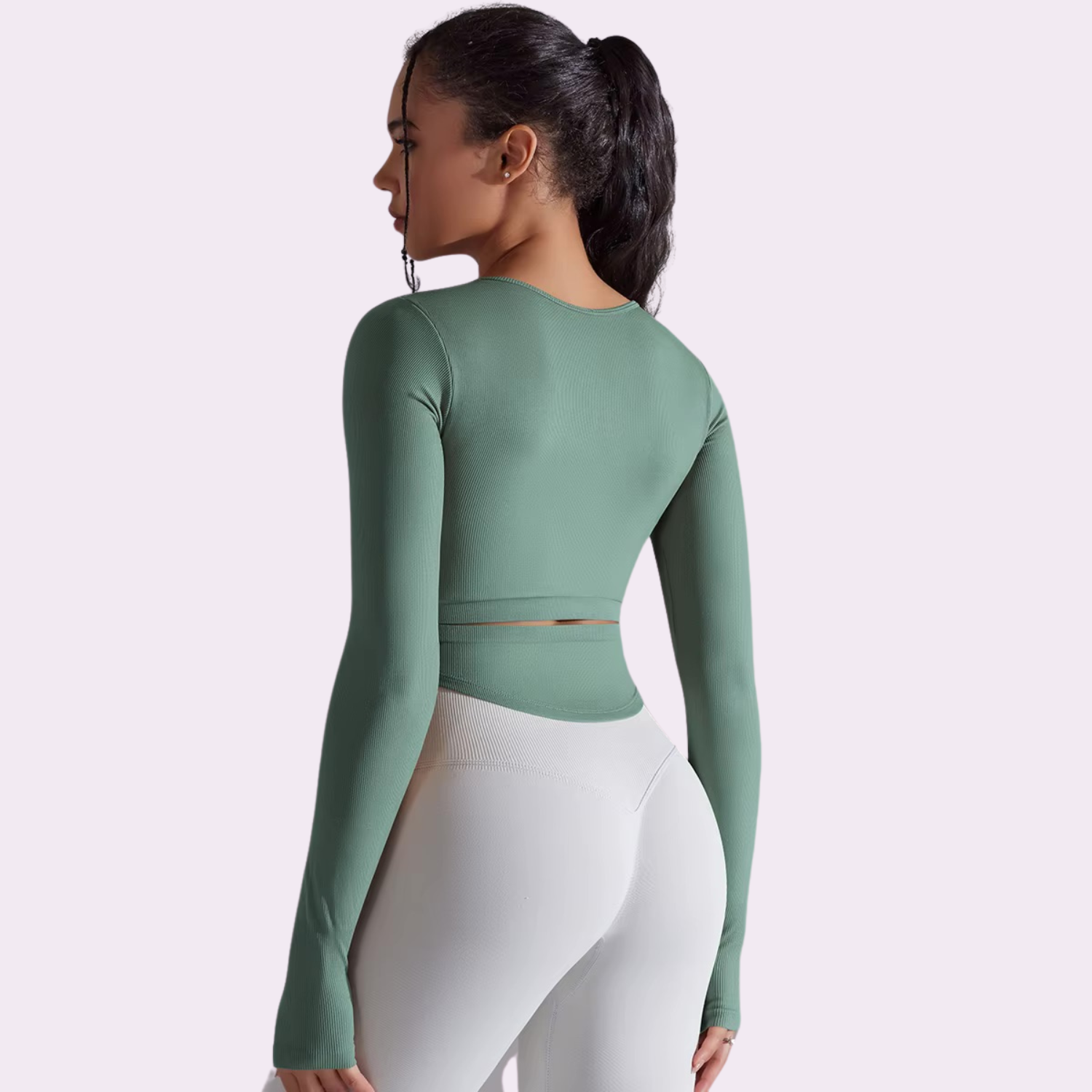 Langarmshirt mit integriertem BH | Grün
