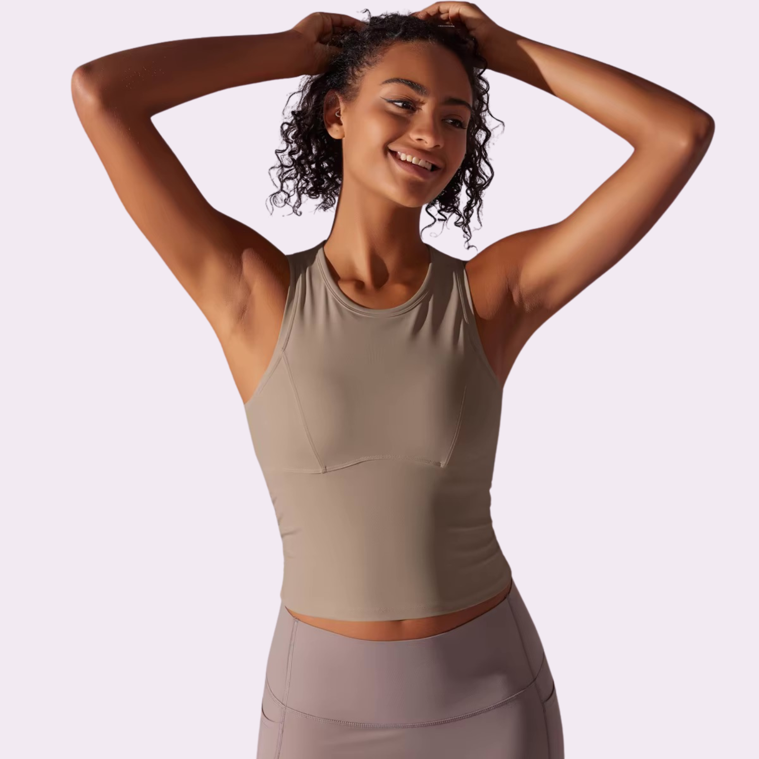 Sporttop mit integriertem BH | Beige