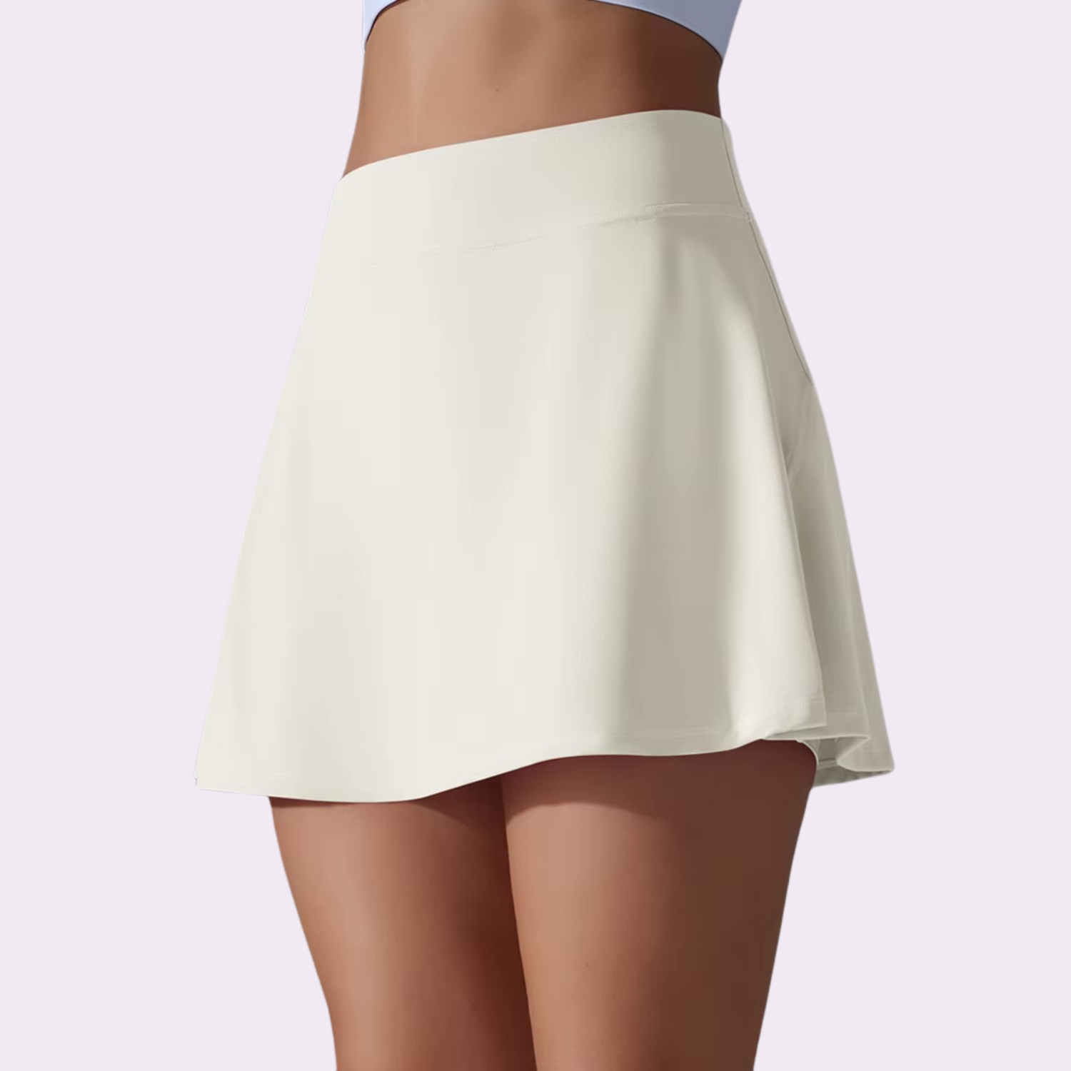 Rock mit integrierten Shorts & Taschen | Creme