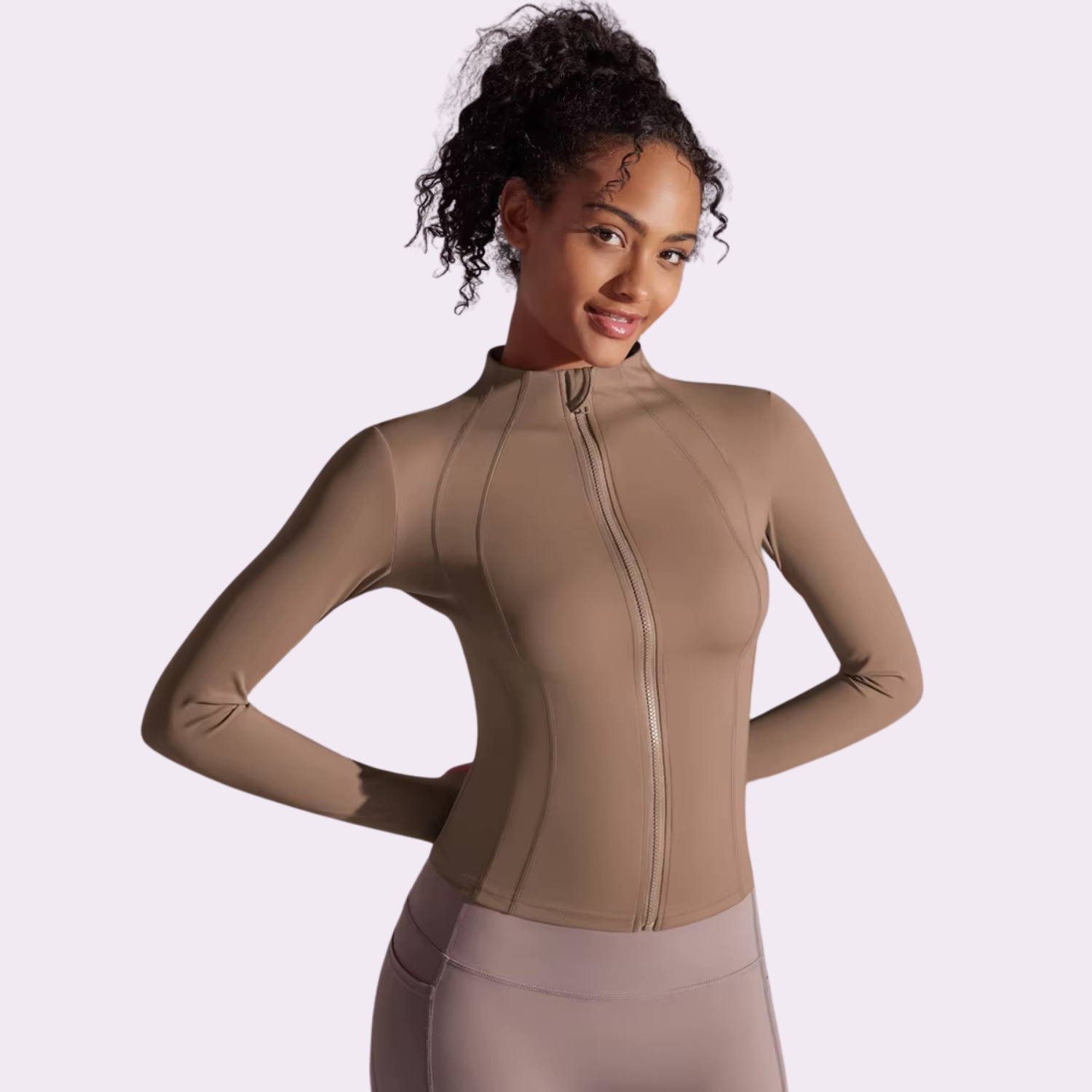 Figurformende Reißverschlussjacke | Sand